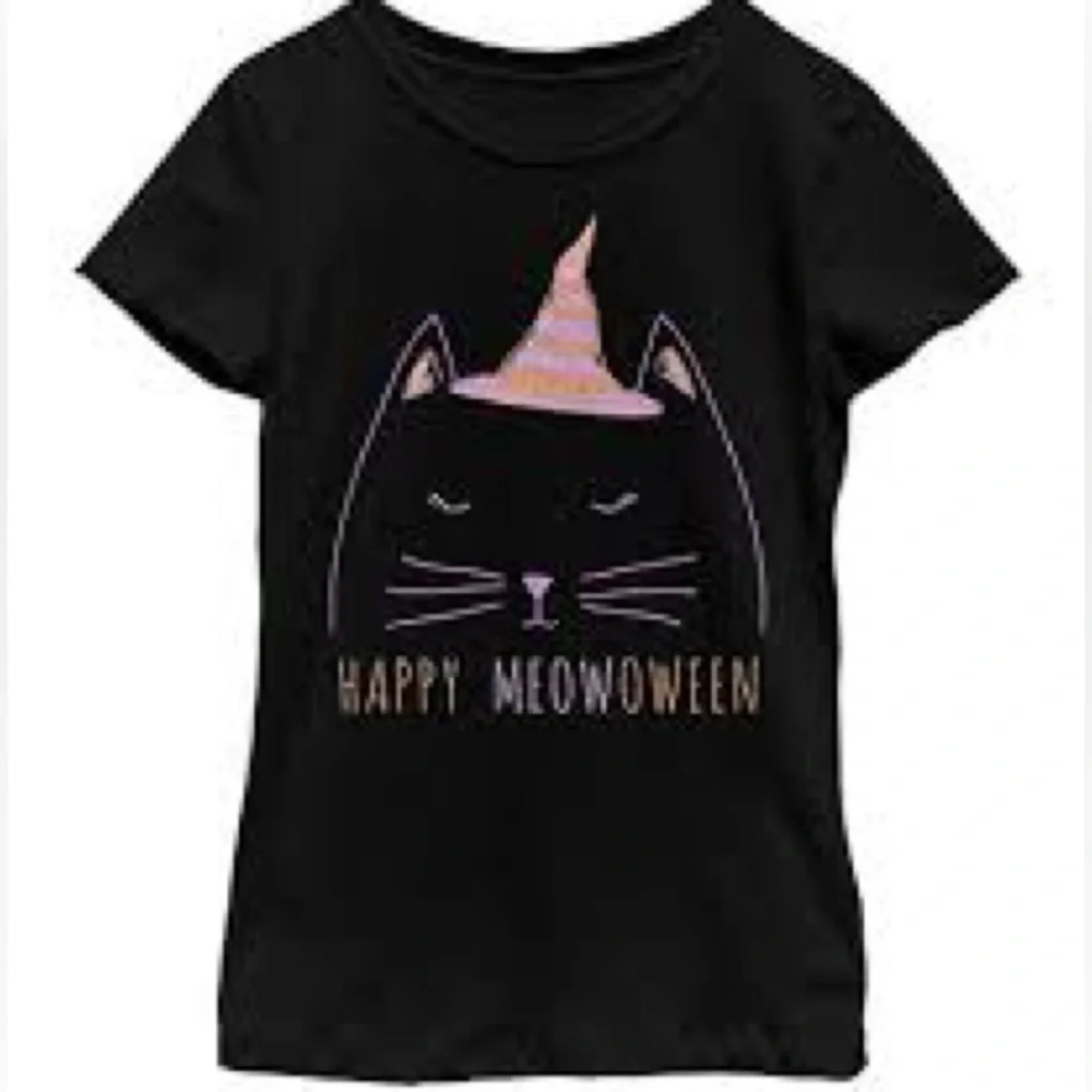 3/$25 🍄 Fifth Sun Black 'Happy Meowoween' Cat Tee Girls NWT Size XL 14-16